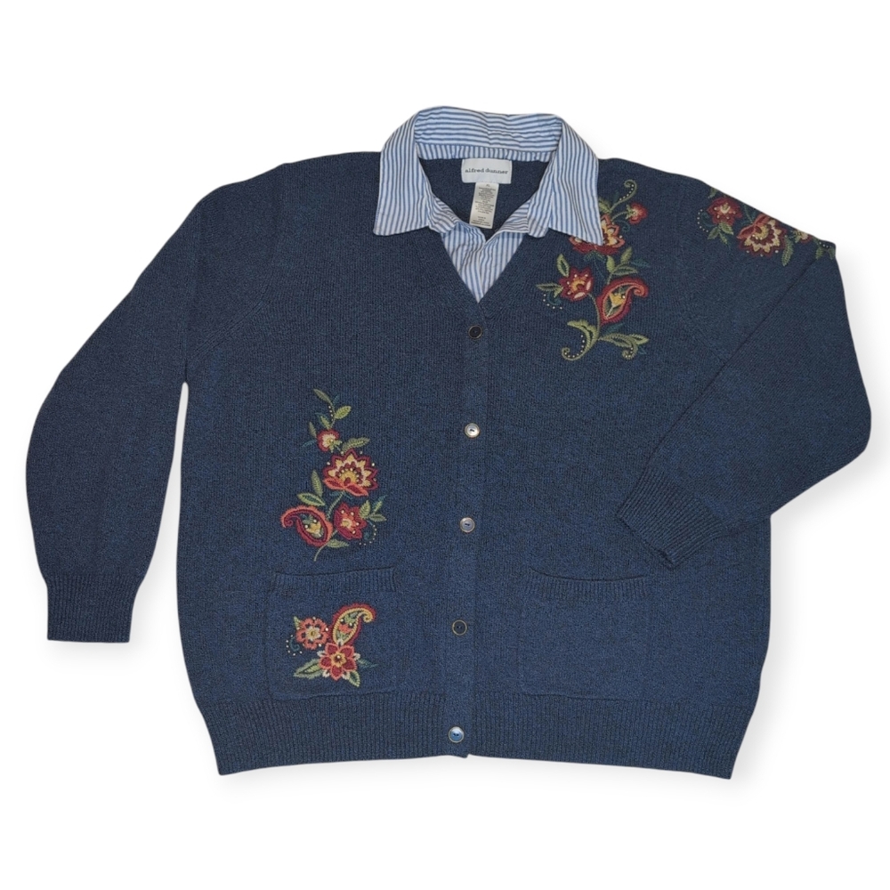 Embroidered Cardigan Women's XL Bohemian‎ Cottage Grandmacore Fall Autumn Cozy